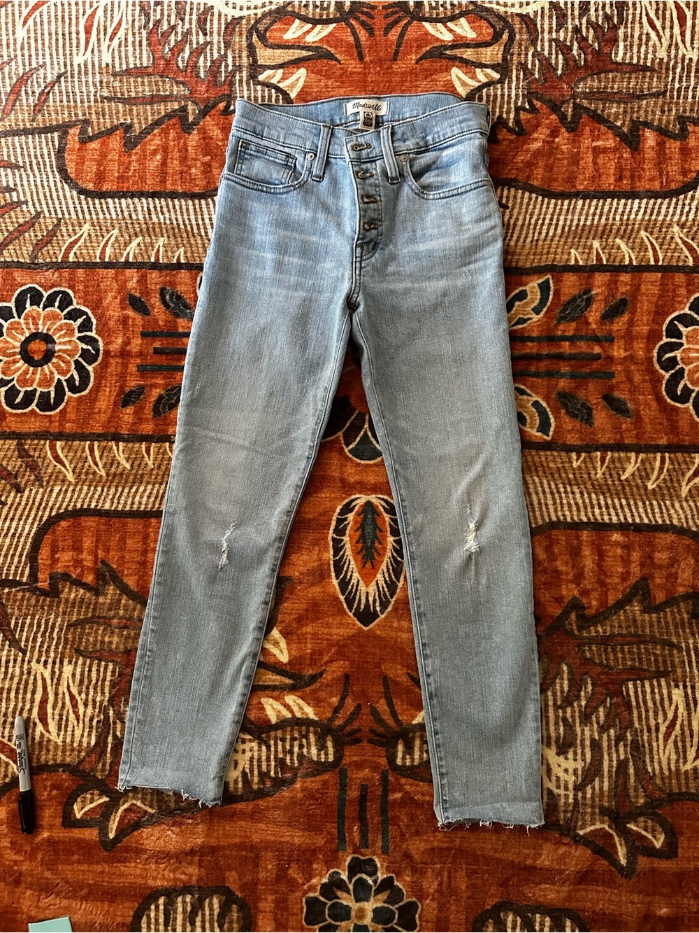 Madewell Faded Light Blue Skinny Jeans with Button Fly